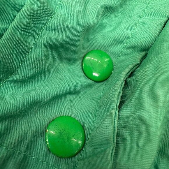 Vintage Green Puffer Coat Jacket Womens Medium 1990s Mixed Blues Nylon Down - Picture 6 of 7